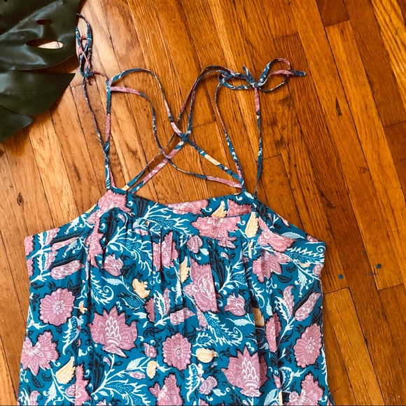 LOFT Floral Print Maxi Dress With X Strap Back - Picture 5 of 7